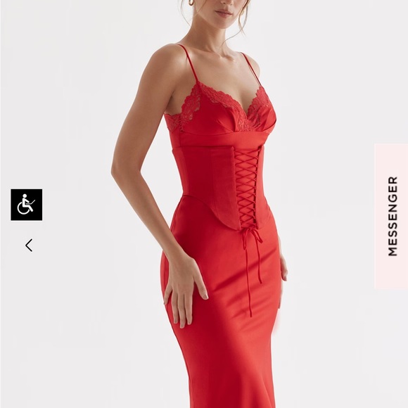 NWT House of CB SALMA RED ROSE SATIN SLIP DRESS - Picture 4 of 13